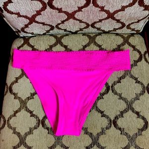 Victoria’s Secret Pink Smocked Swim Bottoms In Hot Pink Small New With Liner